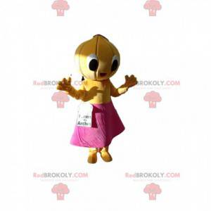 Uienmascotte met een roze rok. Vijgen kostuum - Redbrokoly.com